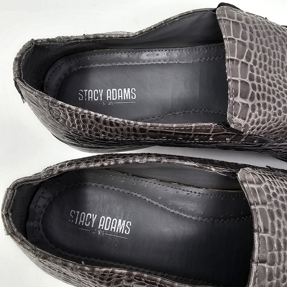 Stacy Adams Parisi Gray Leather Crocodile Embossed Loafers Size 13 Style 24903 - Picture 8 of 12